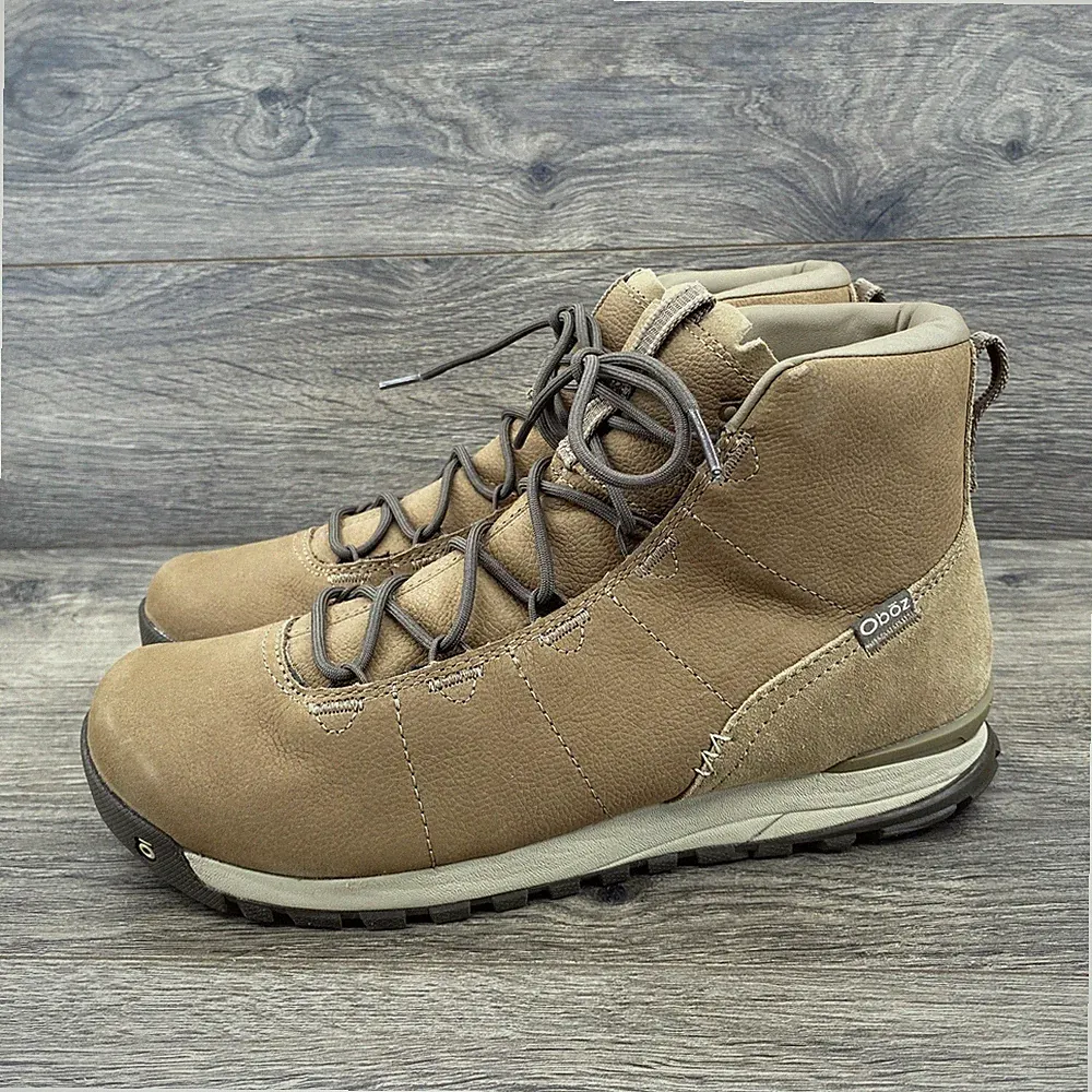 Oboz Sypes Mid Leather Hiking Boots Womens 10.5 Tan Waterproof Trail Shoes